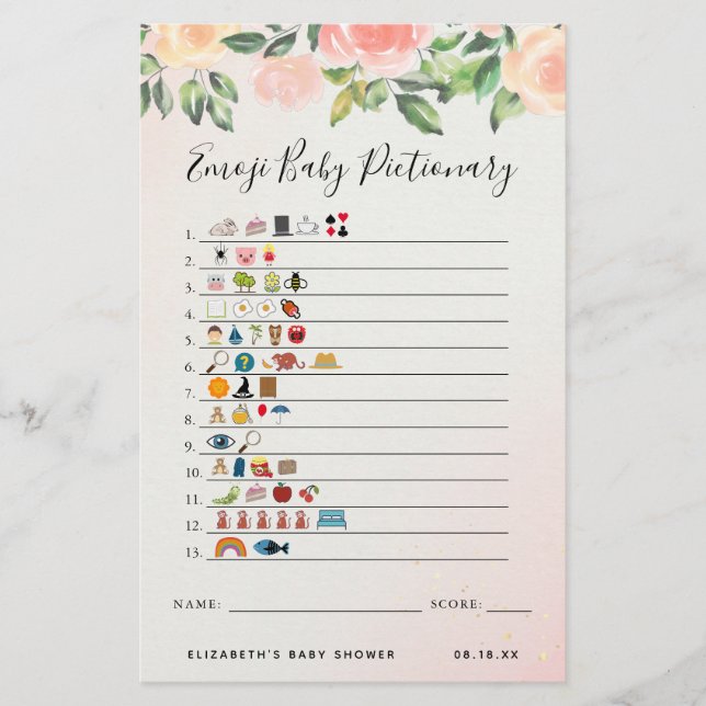 Emoji Pictionary | Baby Shower Spel (Voorkant)