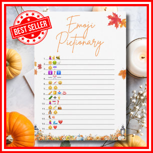 EMOJI PICTIONARY Baby Shower Spel Een Klein Pompoe Kaart