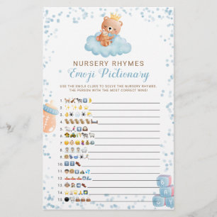 Emoji Pictionary Boy Beer Blue Baby shower Game