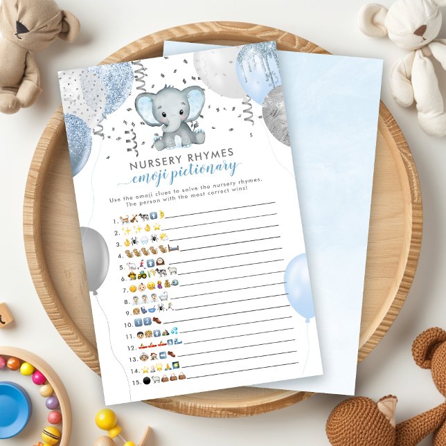 Emoji Pictionary Boy Elephant Baby shower Game (Emoji Pictionary Boy Elephant Baby Shower Game)