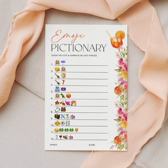 Emoji Pictionary Bruids douche spel Spritz Citrus (Emoji Pictionary Bridal Shower Game | Love at First Spritz Theme)