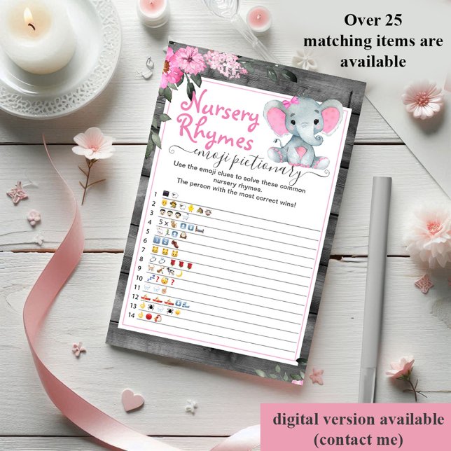 Emoji pictionary meisje baby shower spel olifant (Creator heeft geüpload)