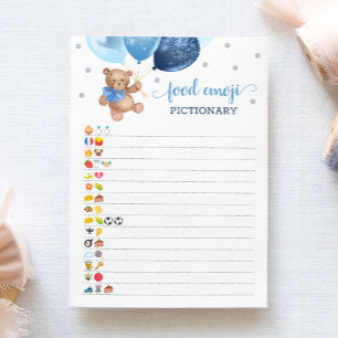 Emoji Pictionary spel Blue Teddy Bear Kaart