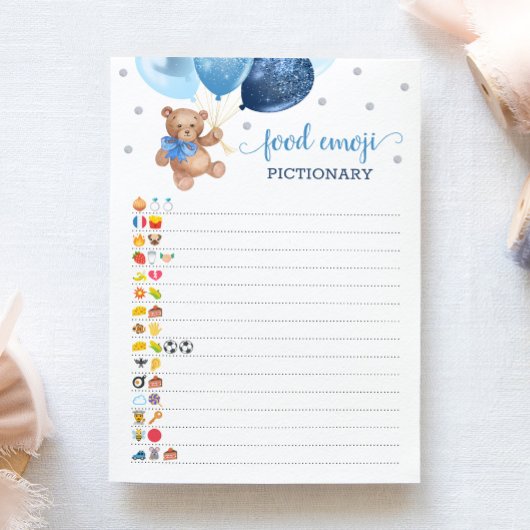 Emoji Pictionary spel Blue Teddy Bear Kaart