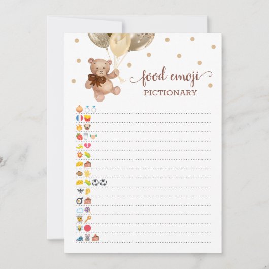 Emoji Pictionary spel Bruin Teddy Bear Kaart (Voorkant)