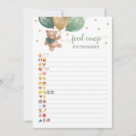Emoji Pictionary spel Sage Teddy Bear Kaart (Voorkant)
