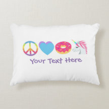  Emoji Pillow - Peace, Love, Unicorns