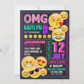 Emoji Pink Glitter Birthday Uitnodiging (Voorkant)