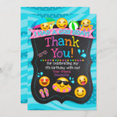 Emoji Pool Party Birthday - Bedankt voor je credit (Voorkant / Achterkant)