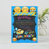 Emoji Pool Party Birthday Invitation Kaart (Staand voorkant)