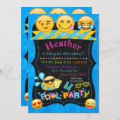 Emoji Pool Party Birthday Invitation Kaart (Voorkant / Achterkant)