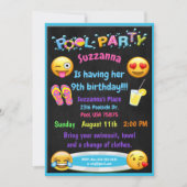 Emoji Pool Party Birthday Invitation Kaart (Voorkant)