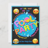 Emoji Pool Party Birthday Invitation Kaart (Achterkant)