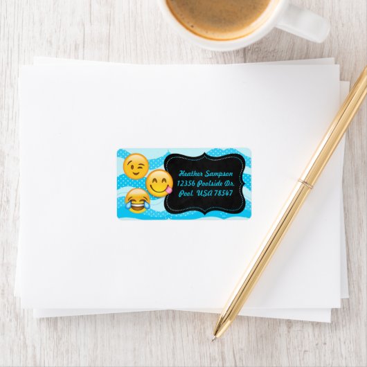 Emoji Pool Party Chalkboard Adresetiketten Etiket (Insitu)