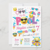 Emoji Pool Party Invitation, zomerzaterdag Kaart (Voorkant)