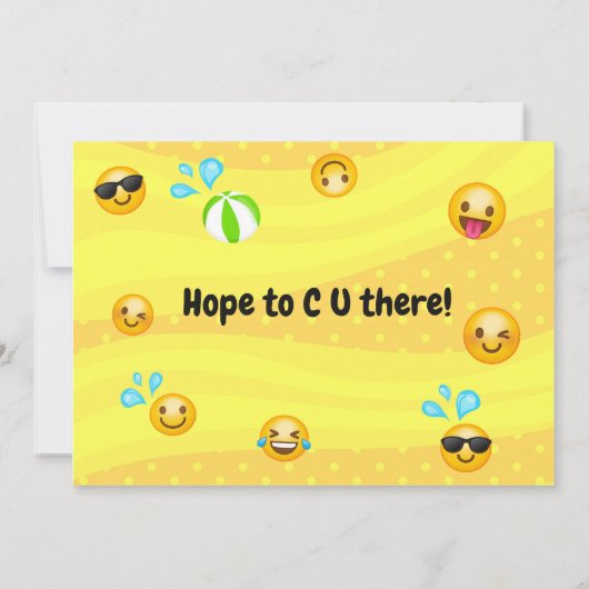 Emoji Pool Party of Birthday - uitnodigingen (Achterkant)