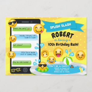 Emoji Pool Party of Birthday - uitnodigingen
