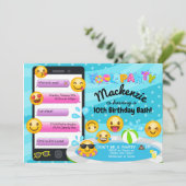 Emoji Pool Party of Birthday - uitnodigingen (Staand voorkant)
