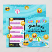 Emoji Pool Party of Birthday - uitnodigingen (Voorkant / Achterkant)