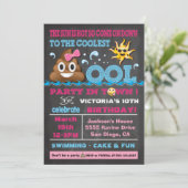 Emoji Pool Party Pooper Verjaardag Uitnodiging (Staand voorkant)