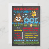 Emoji Pool Party Pooper Verjaardag Uitnodiging (Voorkant)