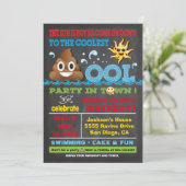 Emoji Pool Party Pooper Verjaardag Uitnodiging (Staand voorkant)