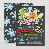 Emoji Pool Party Verjaardag Kaart (Voorkant / Achterkant)