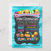 Emoji Pool Party Verjaardagsuitnodigingen Kaart (Voorkant)