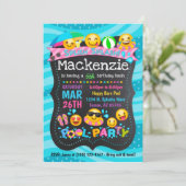 Emoji Pool Party Verjaardagsuitnodigingen Kaart (Staand voorkant)