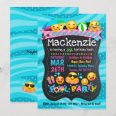 Emoji Pool Party Verjaardagsuitnodigingen Kaart (Voorkant / Achterkant)