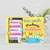 Emoji Pool Party Verjaardagsuitnodigingen Kaart (Staand voorkant)