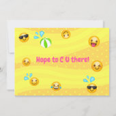 Emoji Pool Party Verjaardagsuitnodigingen Kaart (Achterkant)