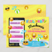 Emoji Pool Party Verjaardagsuitnodigingen Kaart (Voorkant / Achterkant)