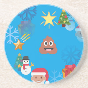 emoji poop kermas zandsteen onderzetter