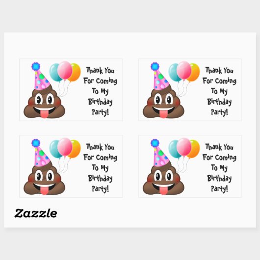 Emoji Poop Verjaardagsfeestje Dank u Stickers (Vel)