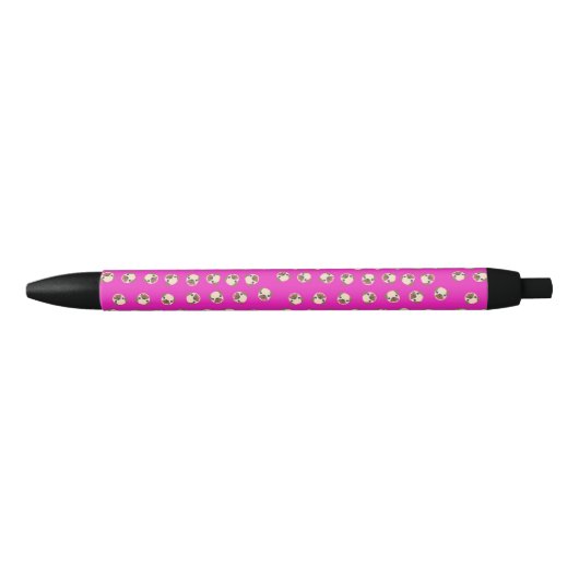 Emoji Pug op de roze achtergrond. Zwarte Inkt Pen (Voorkant)