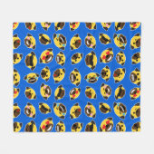 Emoji Pugs Electric Blue Fleece Deken (Voorkant (Horizontaal))