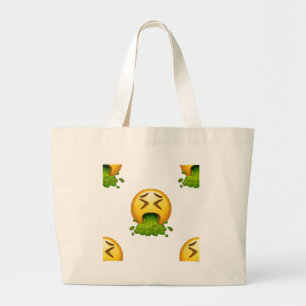emoji puking grote tote bag