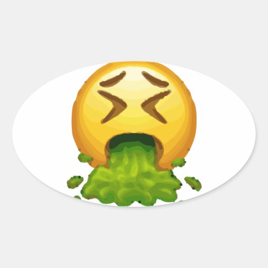 emoji puking ovale sticker (Voorkant)