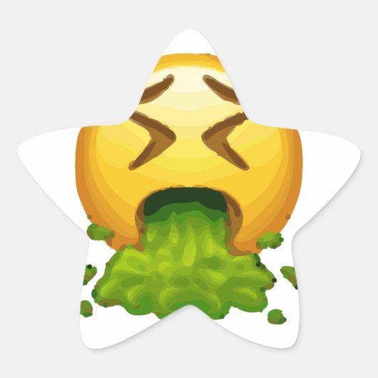 emoji puking ster sticker (Voorkant)