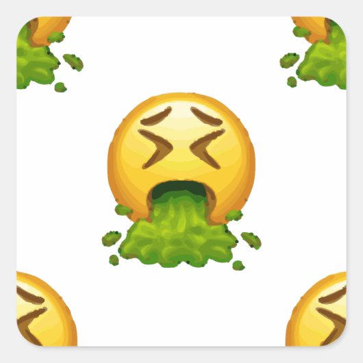 emoji puking vierkante sticker (Voorkant)