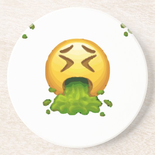 emoji puking zandsteen onderzetter (Voorkant)