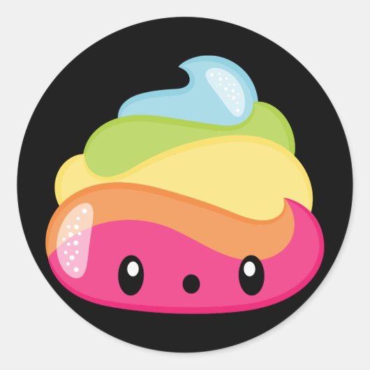 Emoji Raimbow Poop! Ronde Sticker (Voorkant)