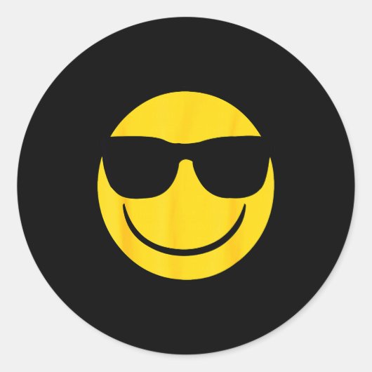 Emoji Retro Sungles Yellow Smile Face  Ronde Sticker (Voorkant)