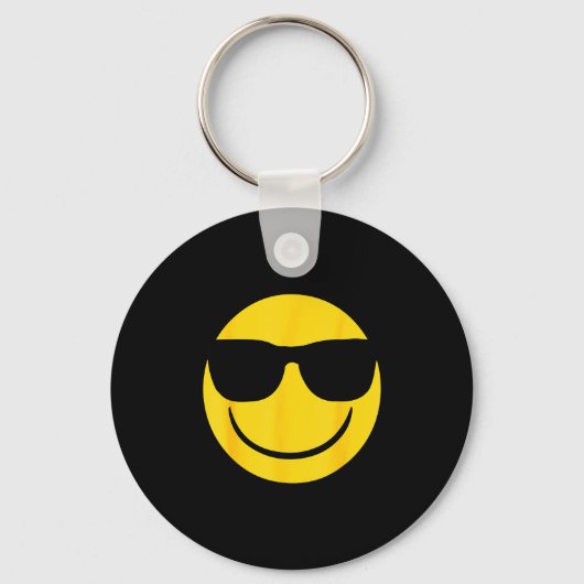 Emoji Retro Sungles Yellow Smile Face Sleutelhanger (Voorkant)