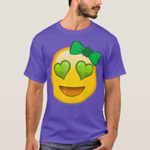 Emoji Saint Patricks Dag Meisjes Groene Hart Ogen T-shirt