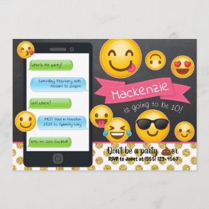 Emoji schoolbord glitter verjaardagsuitnodigingen kaart