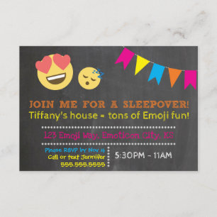 Emoji Sleepover Birthday Kaart