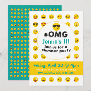 Emoji Slumber Party Invitation Kaart
