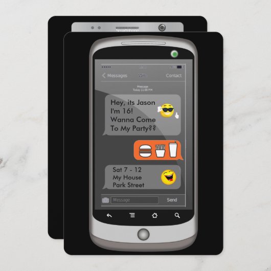 Emoji Smart Phone Texting Funny Kids Birthday M/F Kaart (Voorkant / Achterkant)